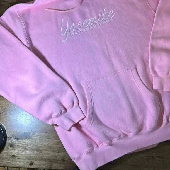 Yosemite National Park Prairie Mountain Brand LG Hoodie Pink Sweatshirt L/S - Picture 3 of 10